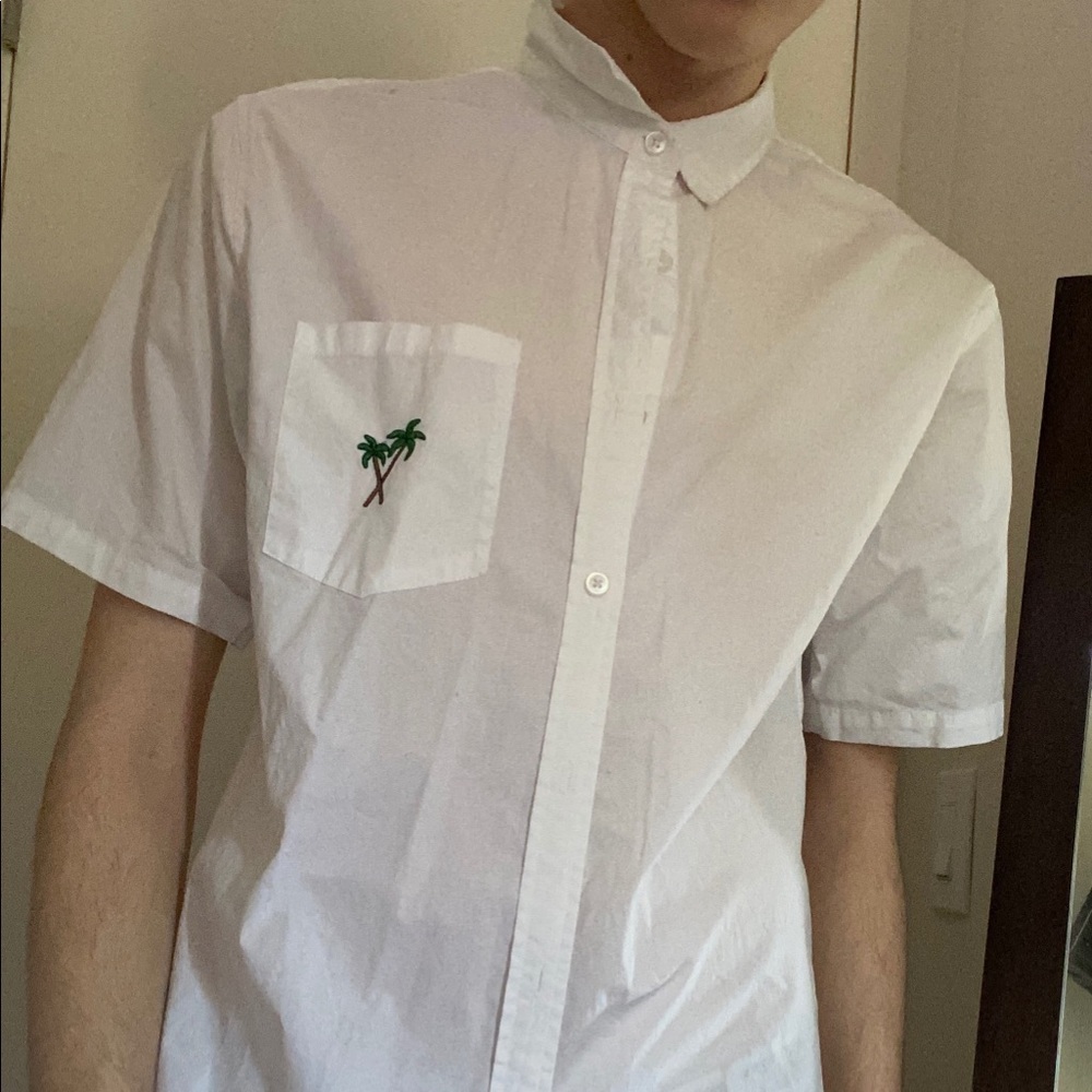 F21 Men’s Palm Tree Collared Dress Shirt